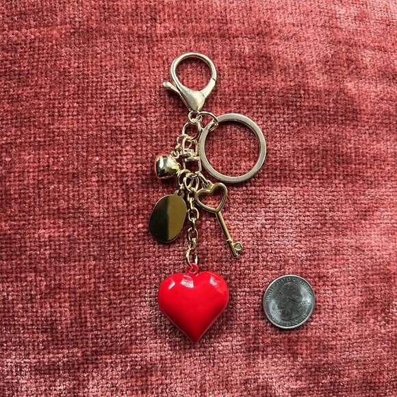 HEARTS AND FLOWERS Bag Charm Gold Tone 🌺 - Picture 7 of 9